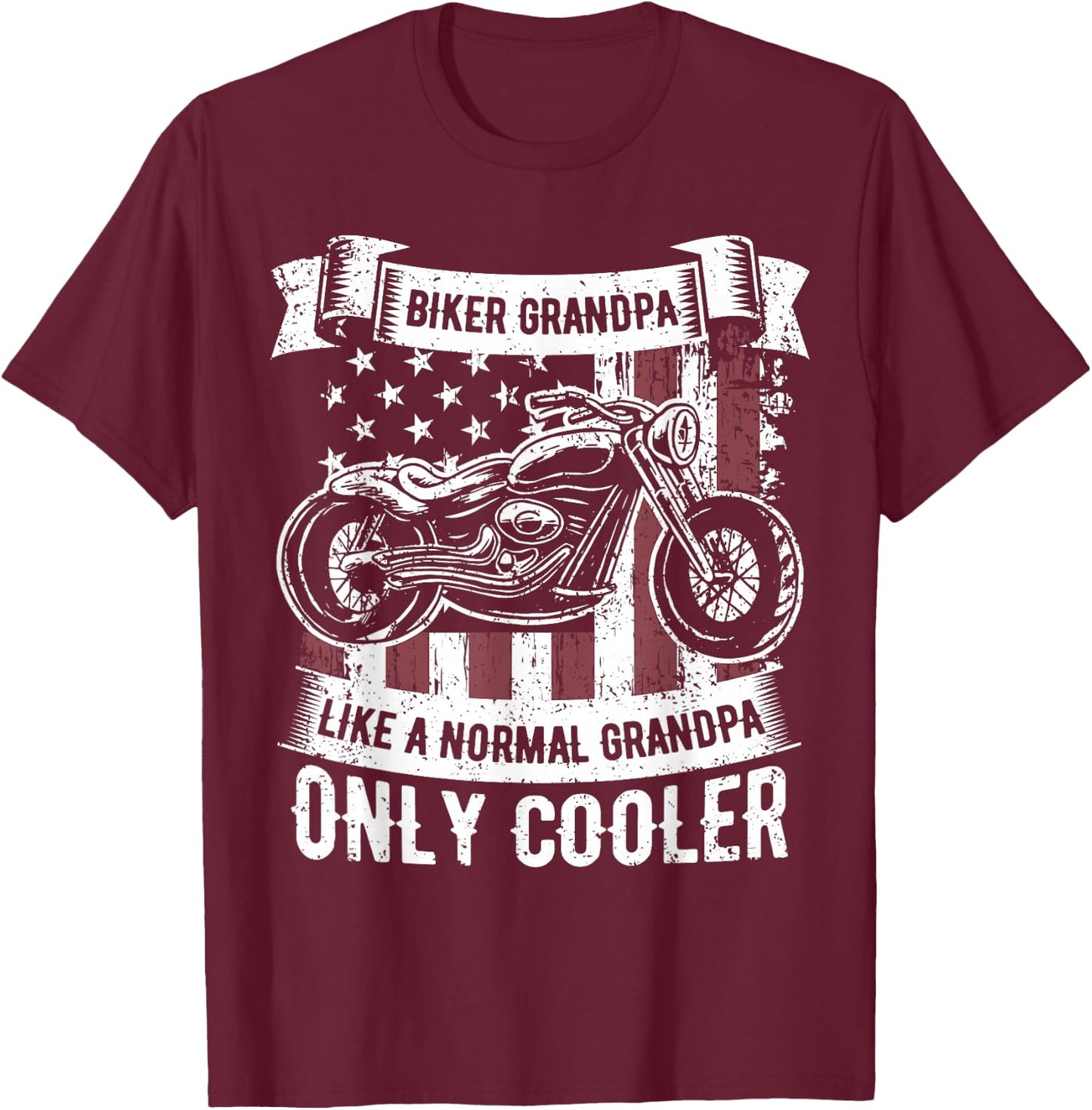 Biker Grandpa Ride Motorcycles Motorcycle Lovers Rider Gift T-Shirt - T-Shirt | Maroon