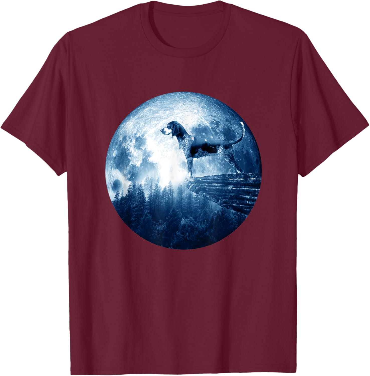 Bluetick Coonhound Dog Moon Dog Mom Dad Women Men Dog Lovers T-Shirt - T-Shirt | Maroon