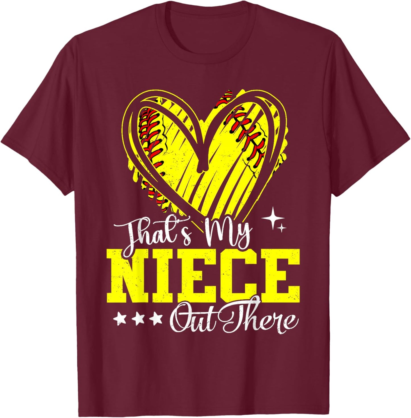 That's My Niece Out There Softball Heart T-Shirt - T-Shirt | Maroon