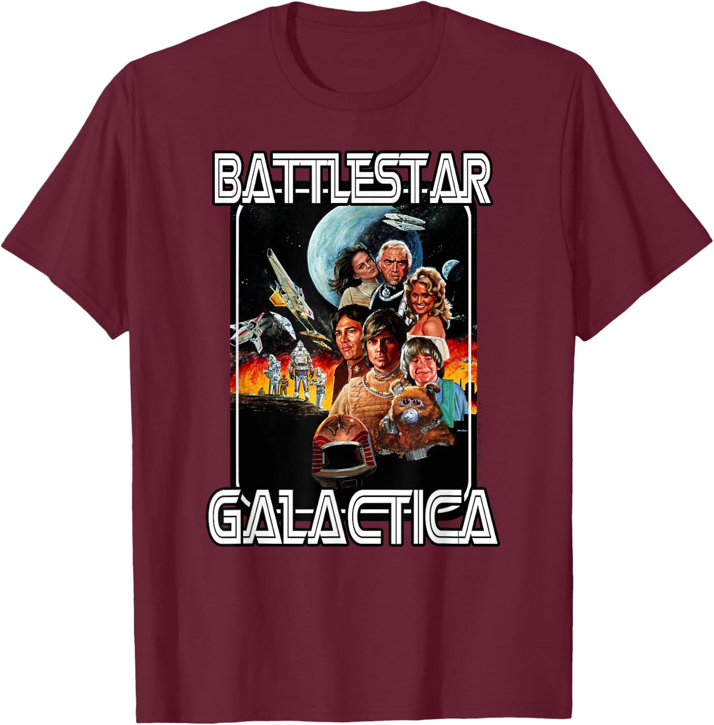Battlestar Galactica Retro Poster T-Shirt - T-Shirt | Maroon
