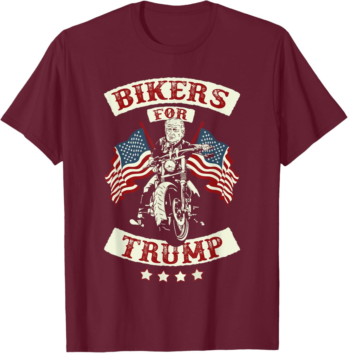 Bikers For Trump Motorcycle Trump 2024 T-Shirt - T-Shirt | Maroon