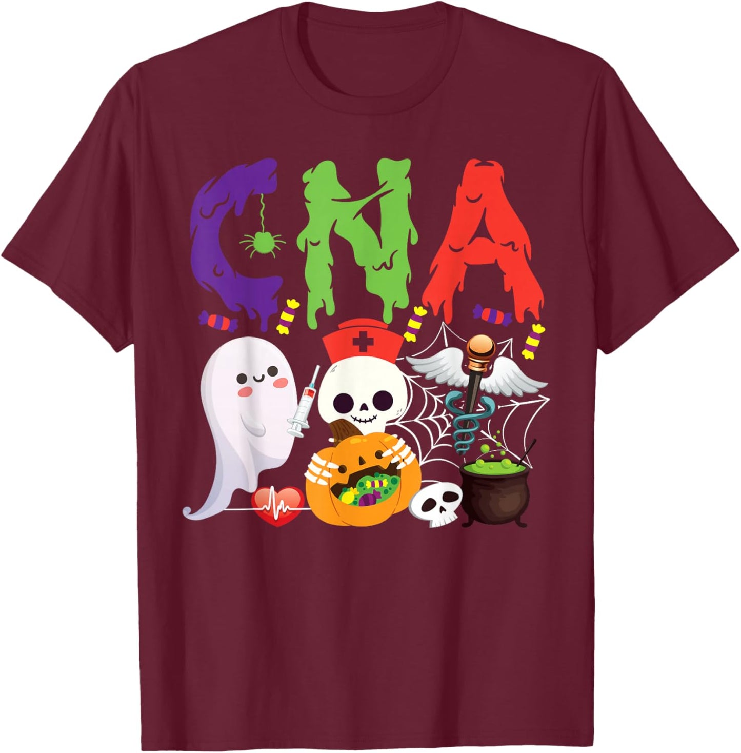 CNA Nurse Certified Nursing Assistant Halloween Cna T-Shirt - T-Shirt | Maroon