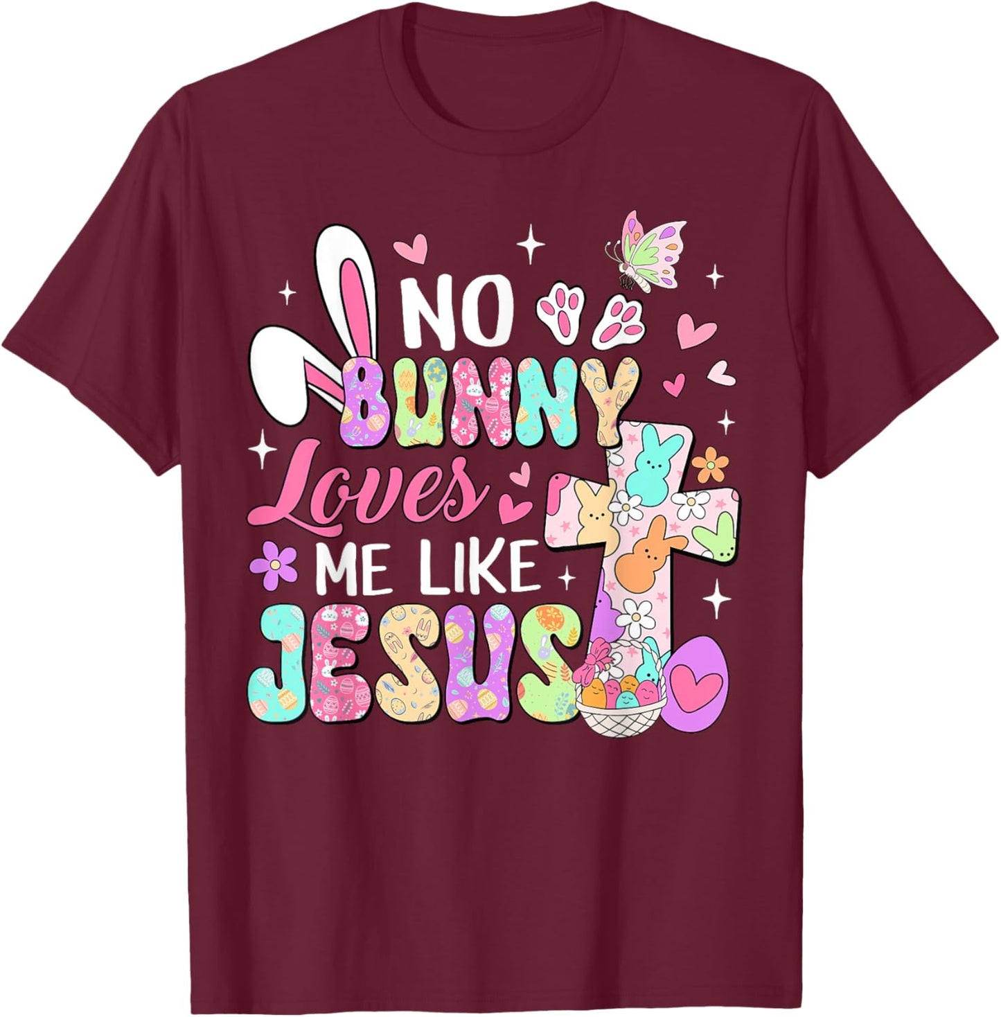 No Bunny Loves Me Like Jesus Religious Easter Christian Kids T-Shirt - T-Shirt | Maroon