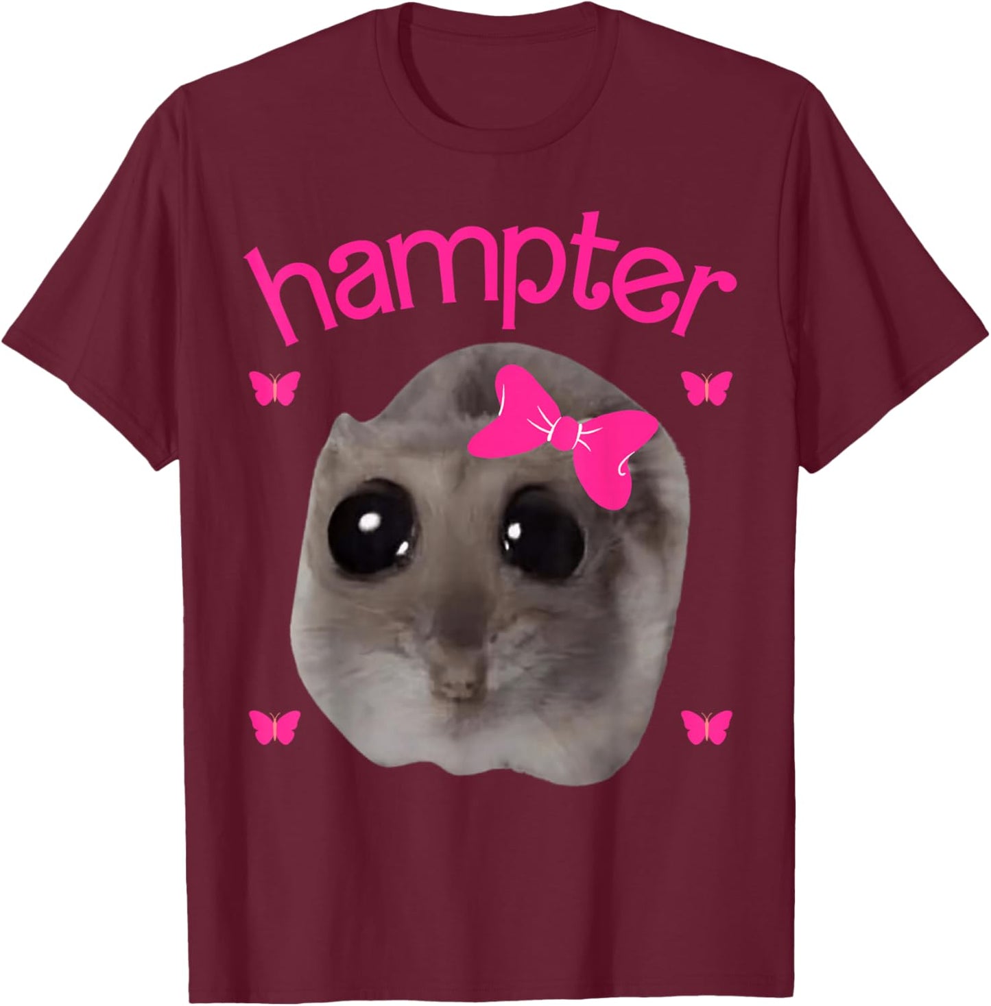 Hampter Sad Hamster Meme Hamster Lover Oddly Specific Memes T-Shirt - T-Shirt | Maroon
