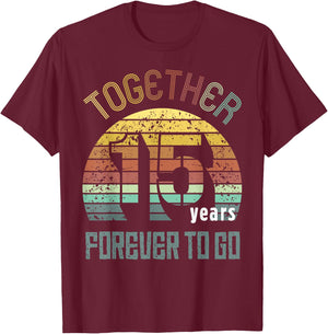 15th Years Wedding Anniversary Gifts For Couples Fifteen T-Shirt - T-Shirt | Maroon