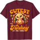 Cutest Turkey At The Table Funny Thanksgiving Kids Toddler T-Shirt - T-Shirt | Maroon