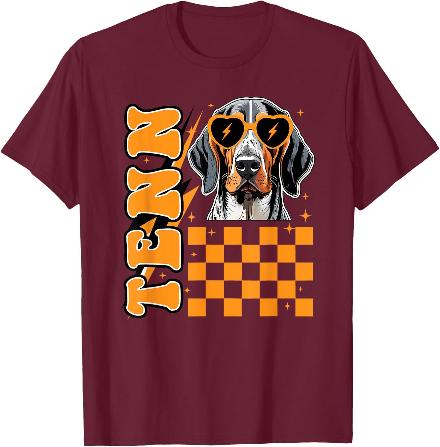 Tennessee Orange White Hound Dog Vintage, TN Orange Blooded Men Women Kids T-Shirt - T-Shirt | Maroon