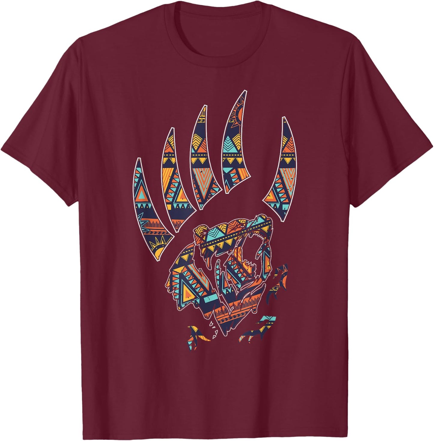 Bear Claw Shirt, Native American Bear Claw T-Shirt - T-Shirt | Maroon