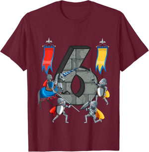 Medieval Knights Middle Ages History Castle 6th Birthday T-Shirt - T-Shirt | Maroon