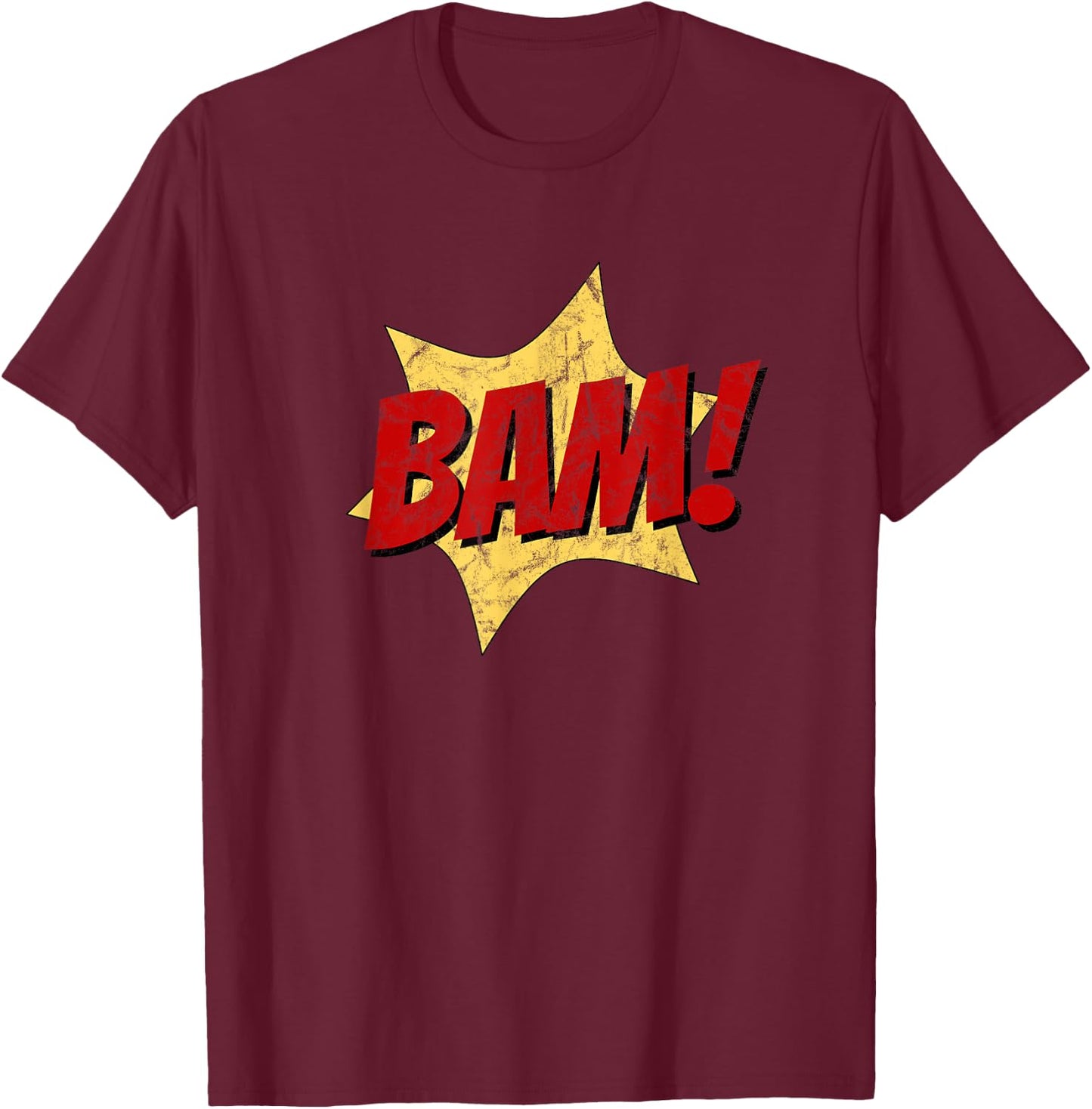 Bam! Funny Comic Sound Retro Pop Art T-Shirt - T-Shirt | Maroon