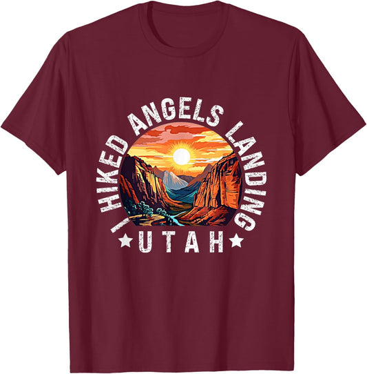 Retro Utah, I Hiked Angels Landing T-Shirt - T-Shirt | Maroon