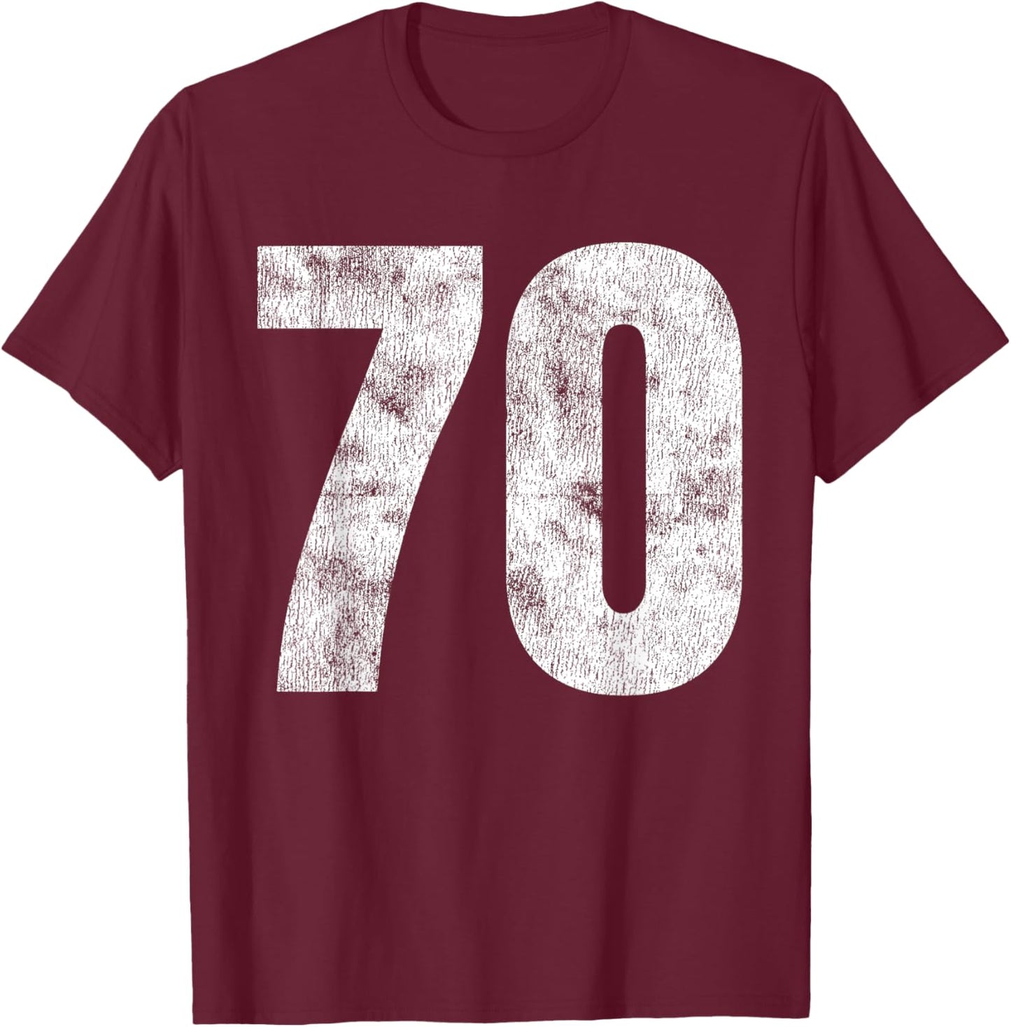 Jersey Uniform Number #70 Athletic Style Sports Graphic T-Shirt - T-Shirt | Maroon