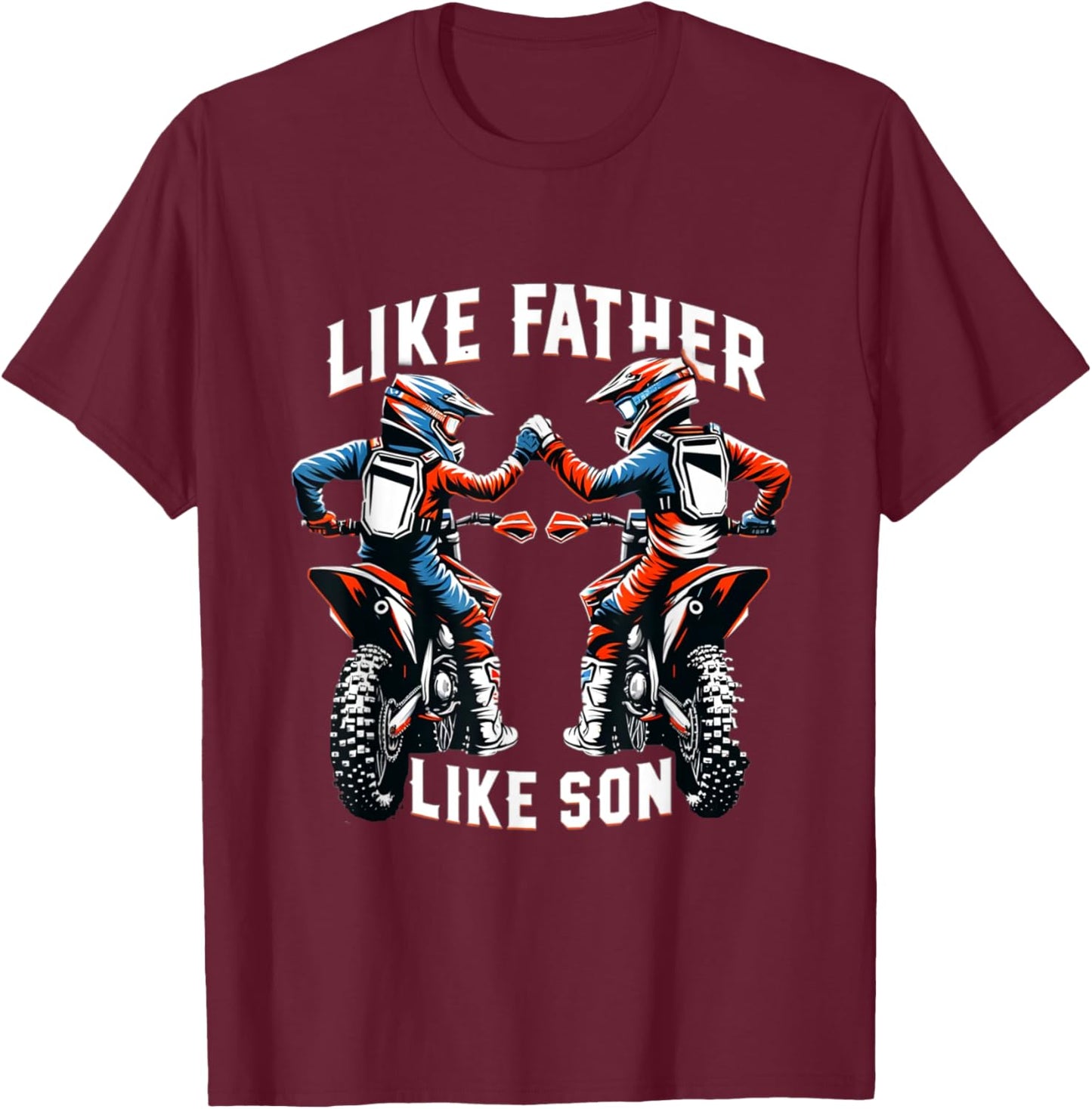 Dirt Bike Family Father's Day Son Motocross Off-Road MX Boys T-Shirt - T-Shirt | Maroon