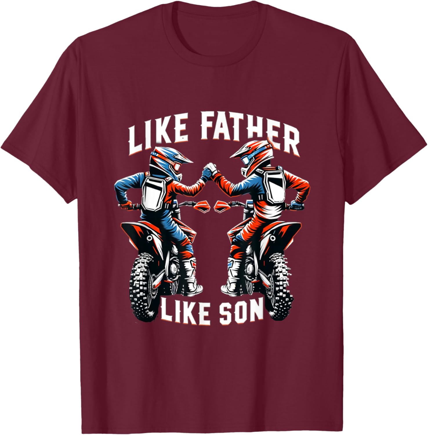 Dirt Bike Family Father's Day Son Motocross Off-Road MX Boys T-Shirt - T-Shirt | Maroon