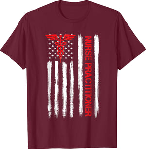 American Flag NP Nurse Practitioner Graduation Gifts T-Shirt - T-Shirt | Maroon
