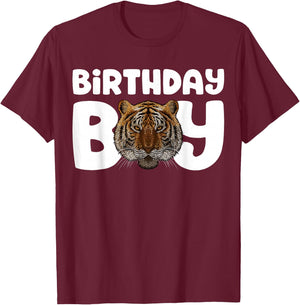 Tiger Birthday Boy Party Animal Kids Boys Tiger Birthday T-Shirt - T-Shirt | Maroon