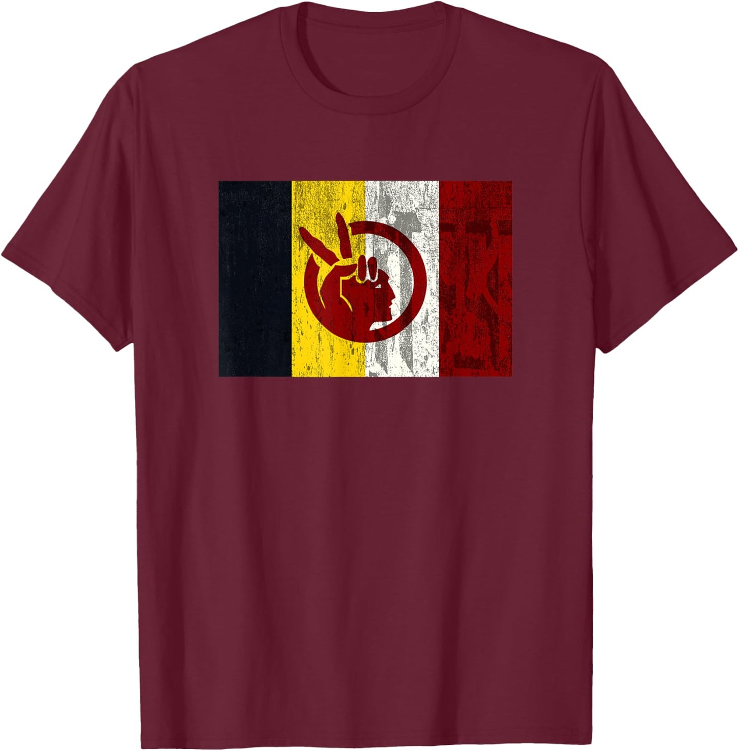 DISTRESSED American Indian Movement T-Shirt - T-Shirt | Maroon