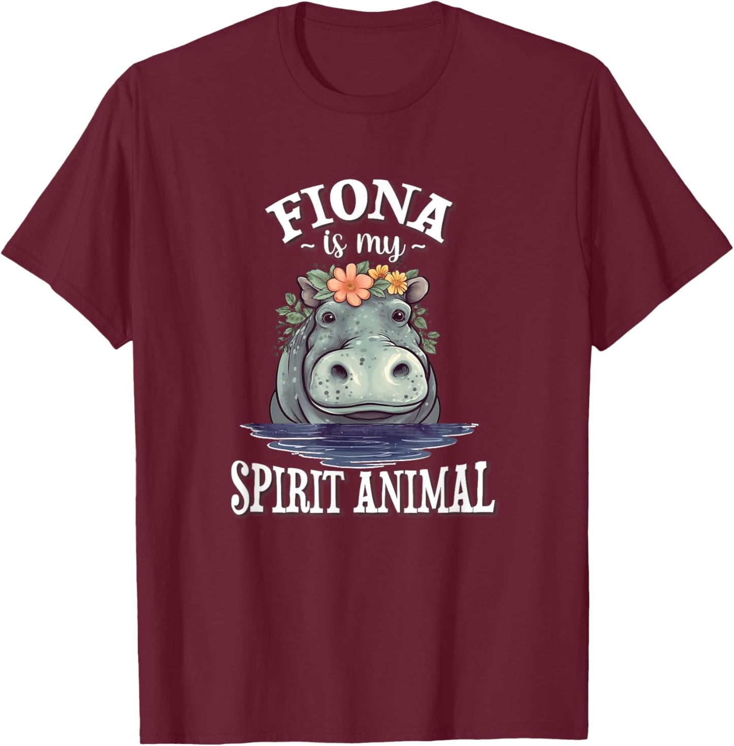 Fiona Spirit Animal Hippo Lover T-Shirt - T-Shirt | Maroon