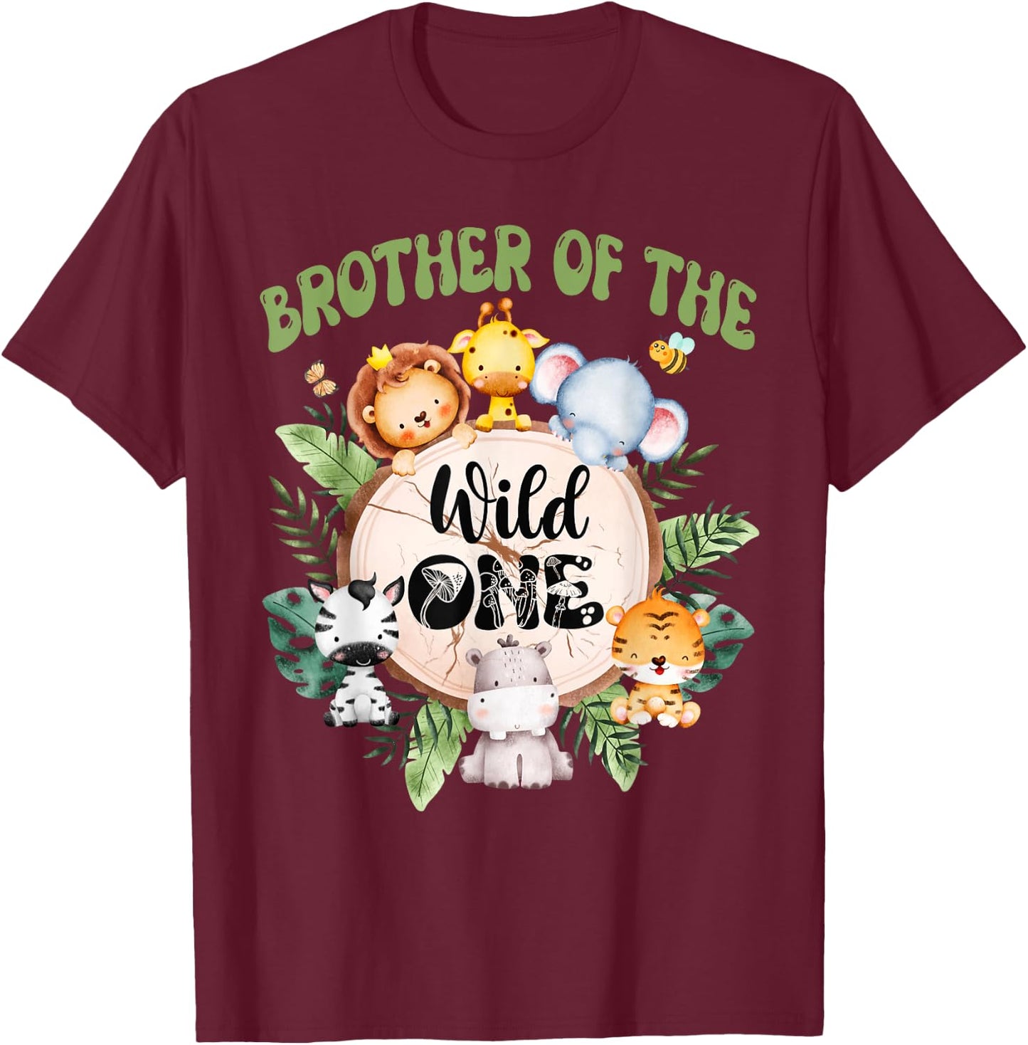 Brother Of The Wild One 1st Birthday Safari Family Matching T-Shirt - T-Shirt | Maroon