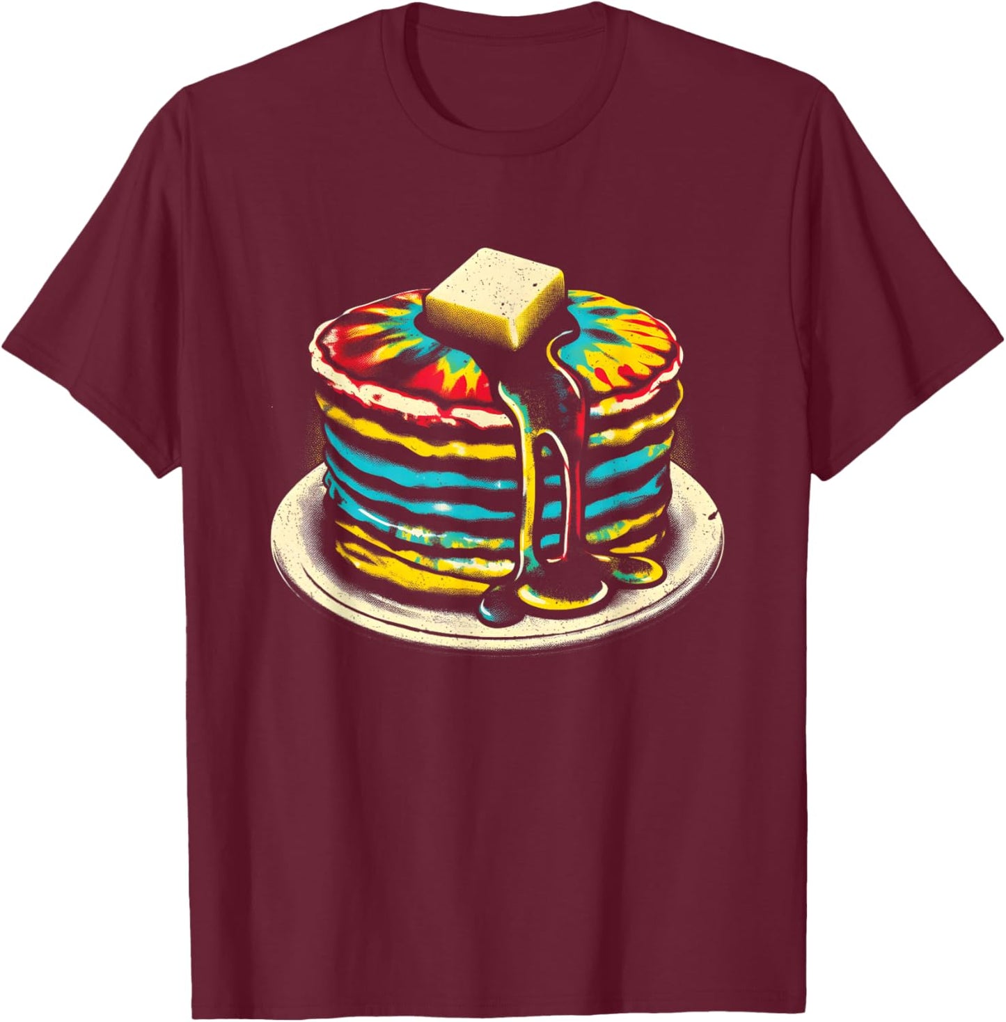 Pancakes Tie Dye - Vintage Pastry Chef Cook Hotcakes Lover T-Shirt - T-Shirt | Maroon