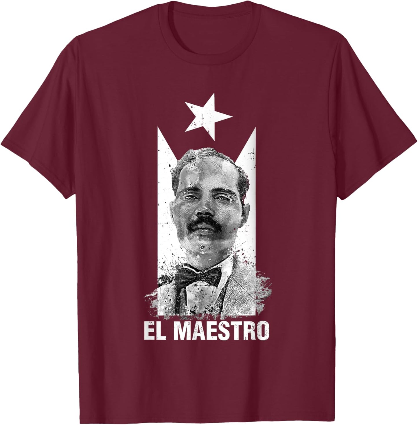 Pedro Albizu Campos Black Puerto Rico Flag El Maestro T-Shirt - T-Shirt | Maroon