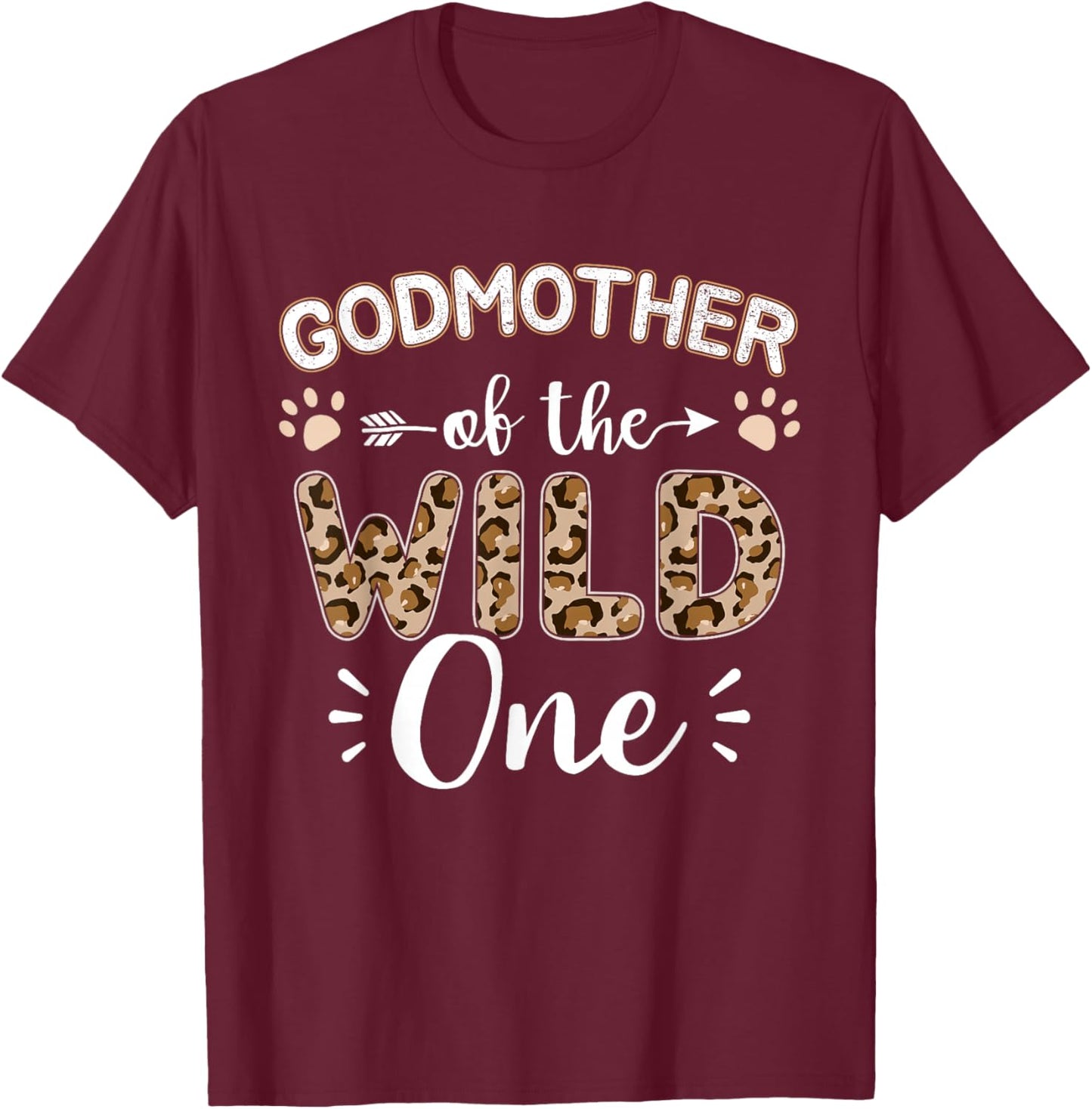 Godmother of wild one birthday girl matching family party T-Shirt - T-Shirt | Maroon