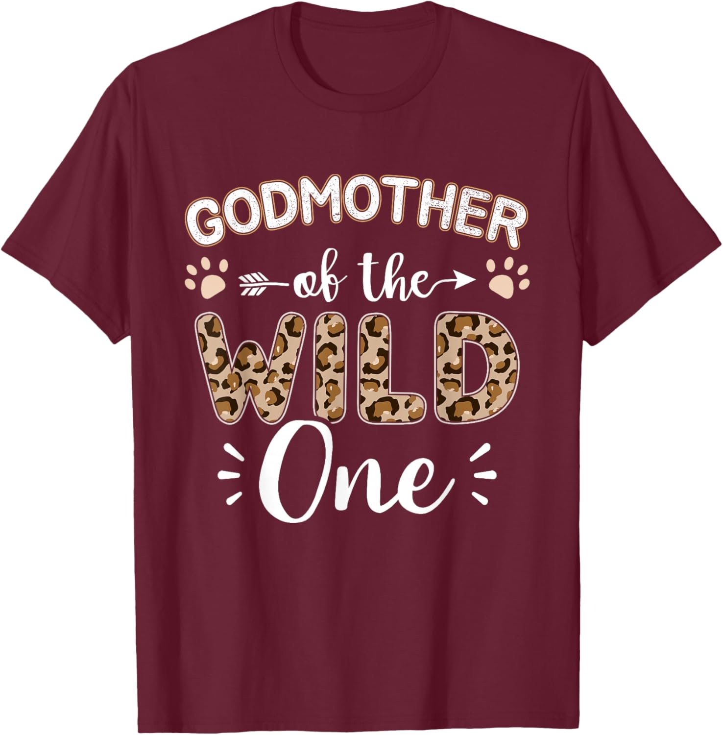 Godmother of wild one birthday girl matching family party T-Shirt - T-Shirt | Maroon