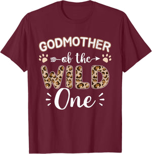 Godmother of wild one birthday girl matching family party T-Shirt - T-Shirt | Maroon