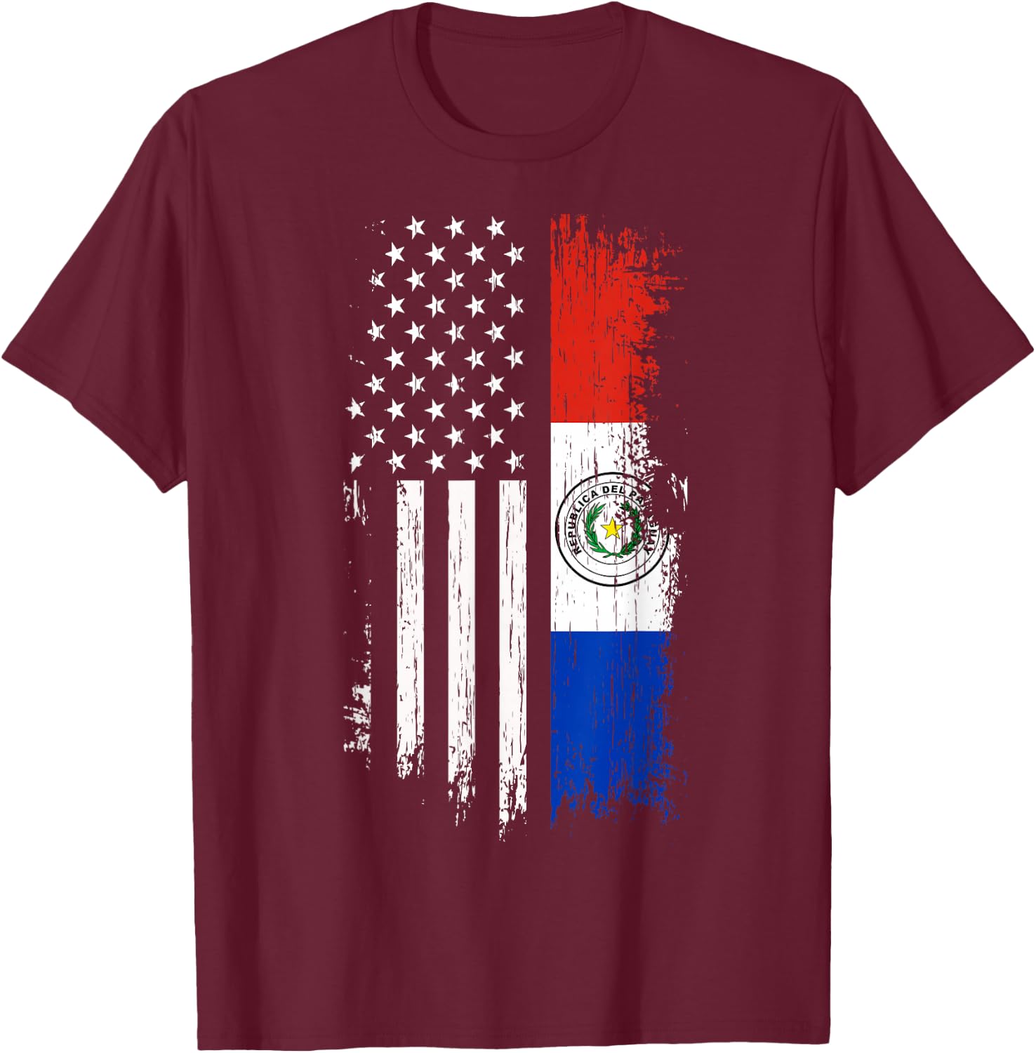 Paraguayan American Flag - Pride Paraguay USA Shirt T-Shirt - T-Shirt | Maroon