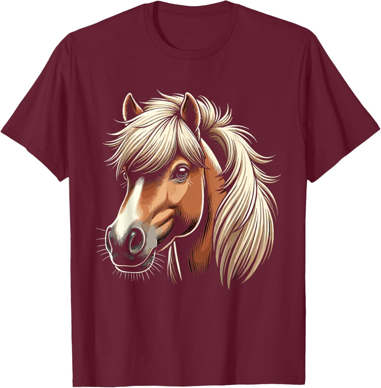 Haflinger Horse Lover Majestic Equine Art Design T-Shirt - T-Shirt | Maroon