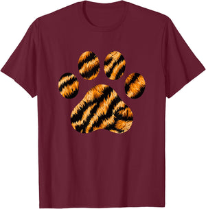 Animal Print Paw Tiger T-Shirt - T-Shirt | Maroon
