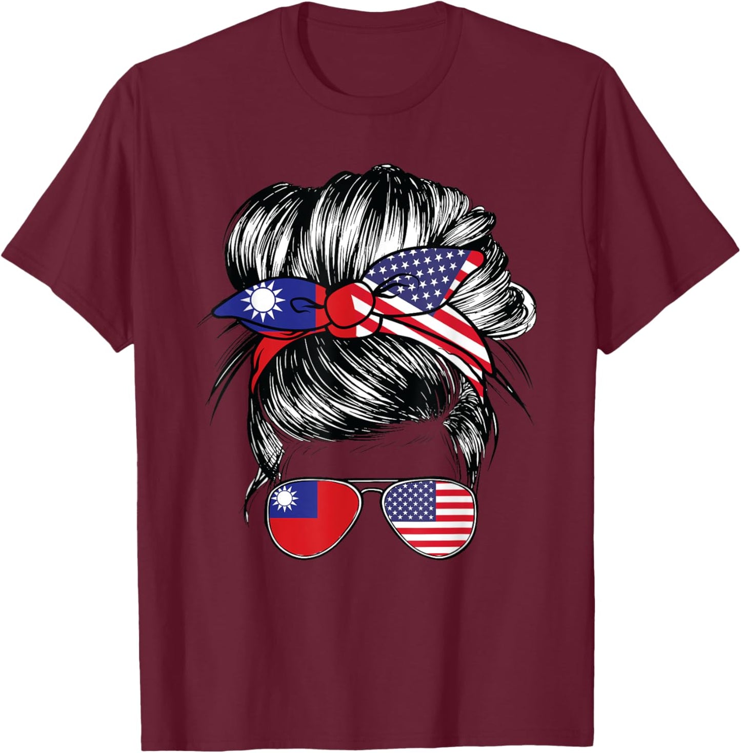 Taiwan Flag Taiwanese Women American USA Heritage Taiwan T-Shirt - T-Shirt | Maroon