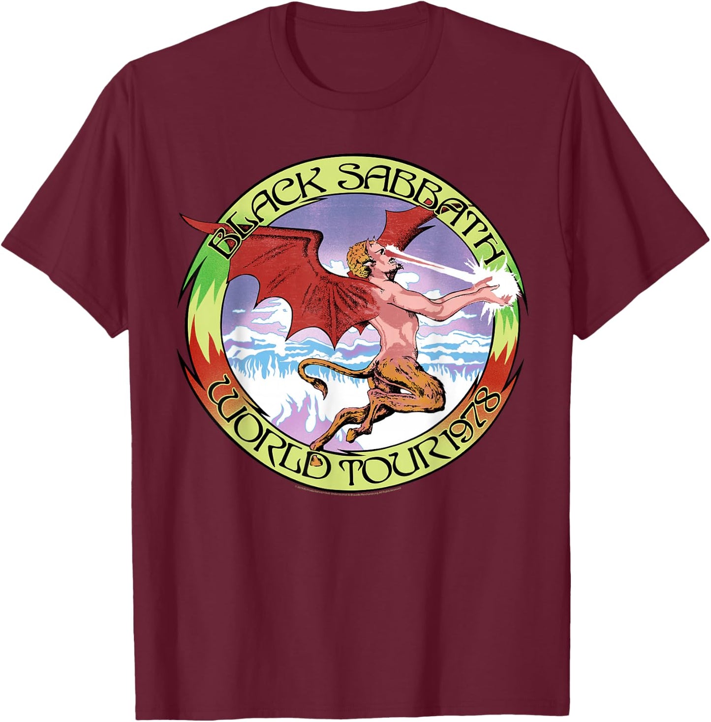 Black Sabbath Official World Tour '78 T-Shirt - T-Shirt | Maroon