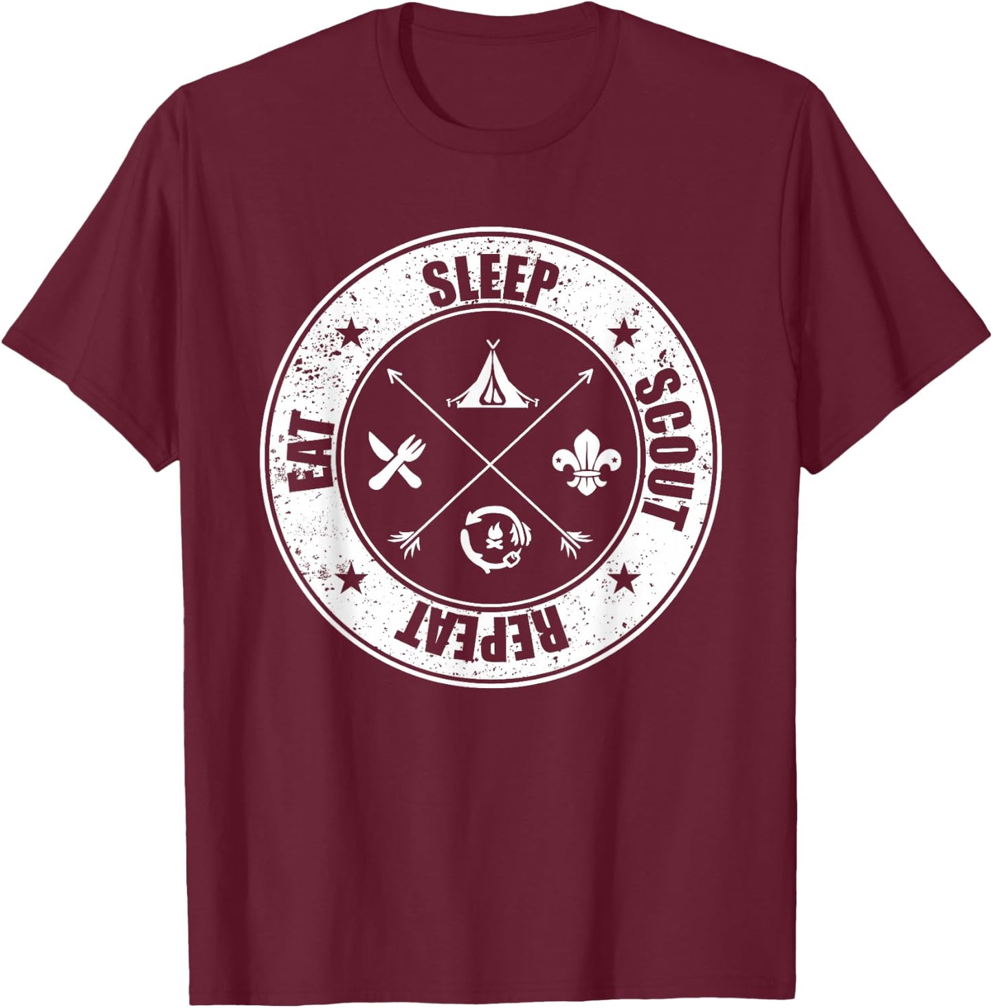 Eat Sleep Scout Repeat Scouting Lover Survival T-Shirt - T-Shirt | Maroon