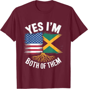 Yes I'm Both: American and Jamaican Roots DNA Pride T-Shirt - T-Shirt | Maroon