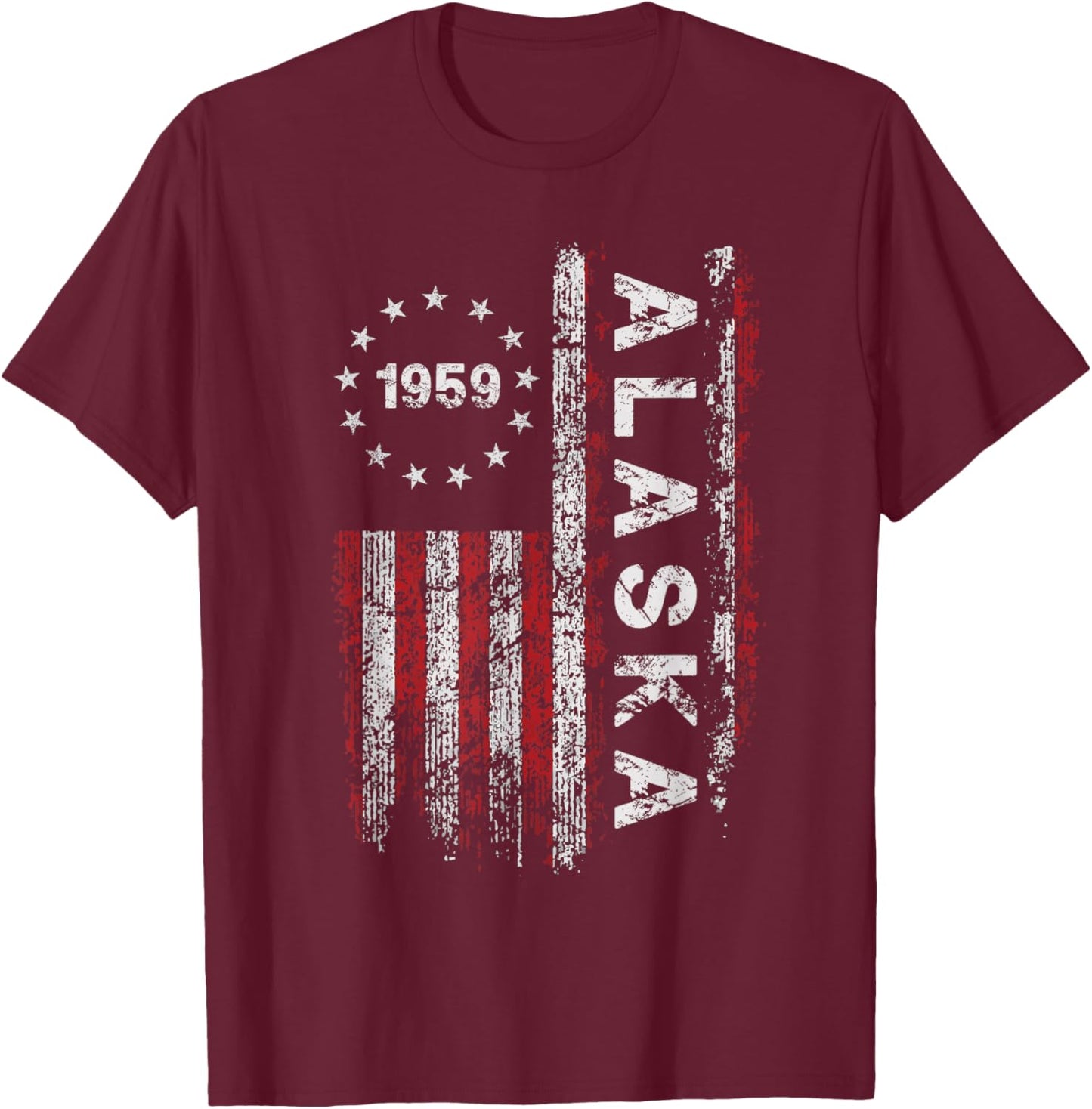 Alaska State US Flag Vintage Women Youth T-Shirt - T-Shirt | Maroon