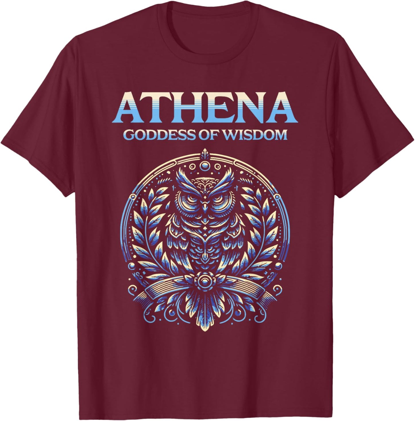 Athena Goddess of Wisdom Athenian Owl T-Shirt - T-Shirt | Maroon