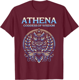 Athena Goddess of Wisdom Athenian Owl T-Shirt - T-Shirt | Maroon