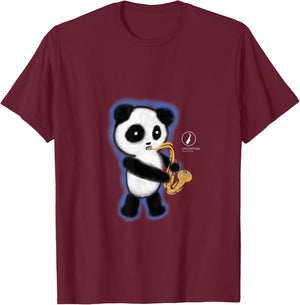 Panda Playing Saxophone T-Shirt - T-Shirt | Maroon
