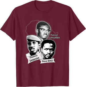 Patrice Lumba, Thomas Sankara, Steve Biko T-Shirt - T-Shirt | Maroon