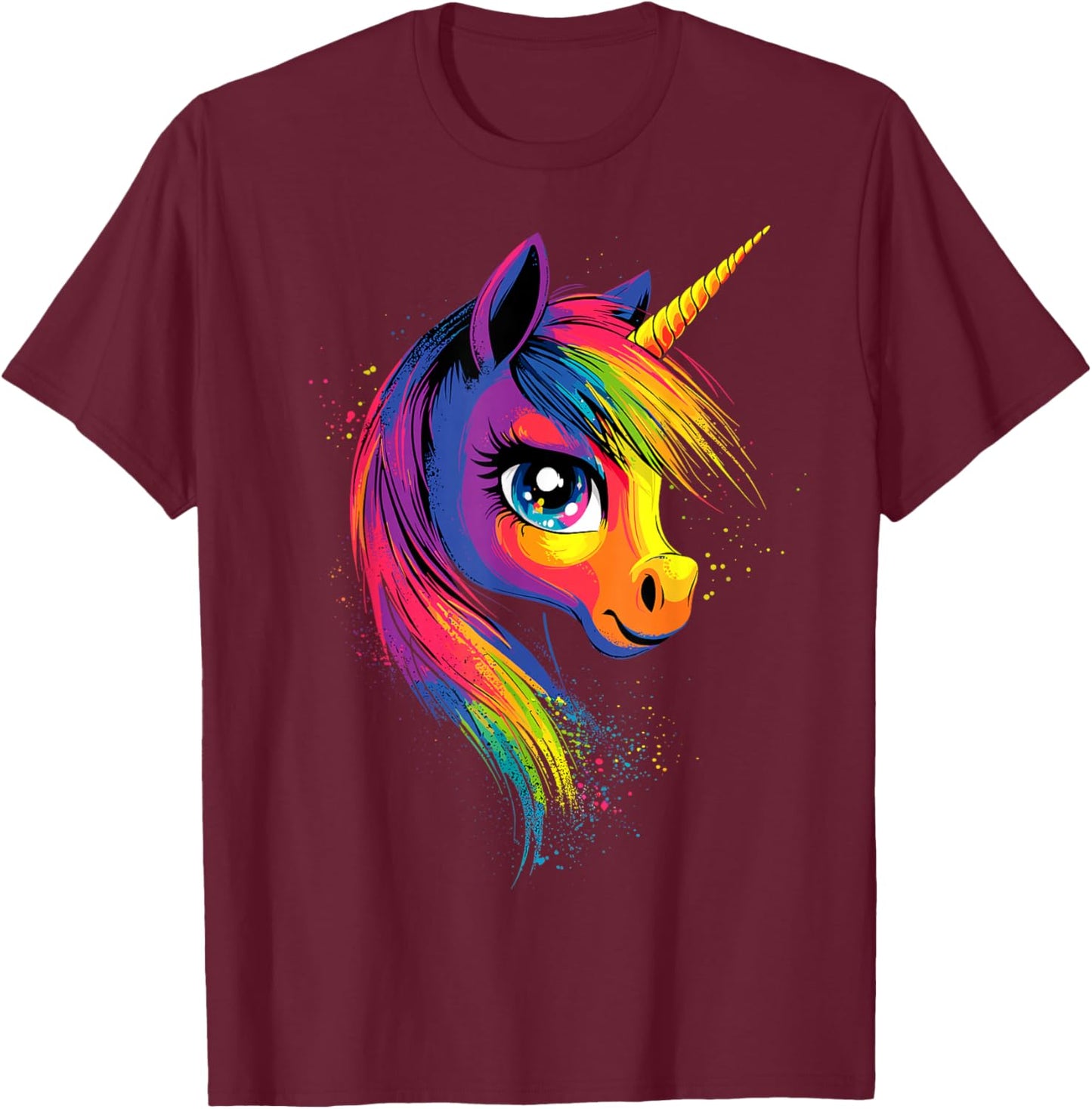 Einhorn Bunt Regenbogen Reiterin Pferde Reiten Einhörner T-Shirt - T-Shirt | Maroon