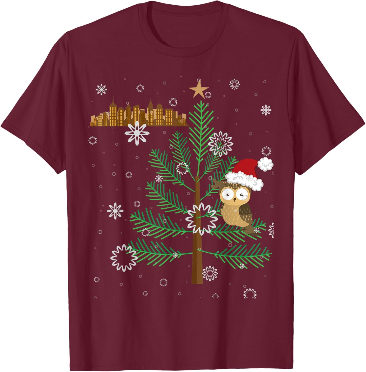 Owl in the City Rockefeller the Owl New York T-Shirt - T-Shirt | Maroon