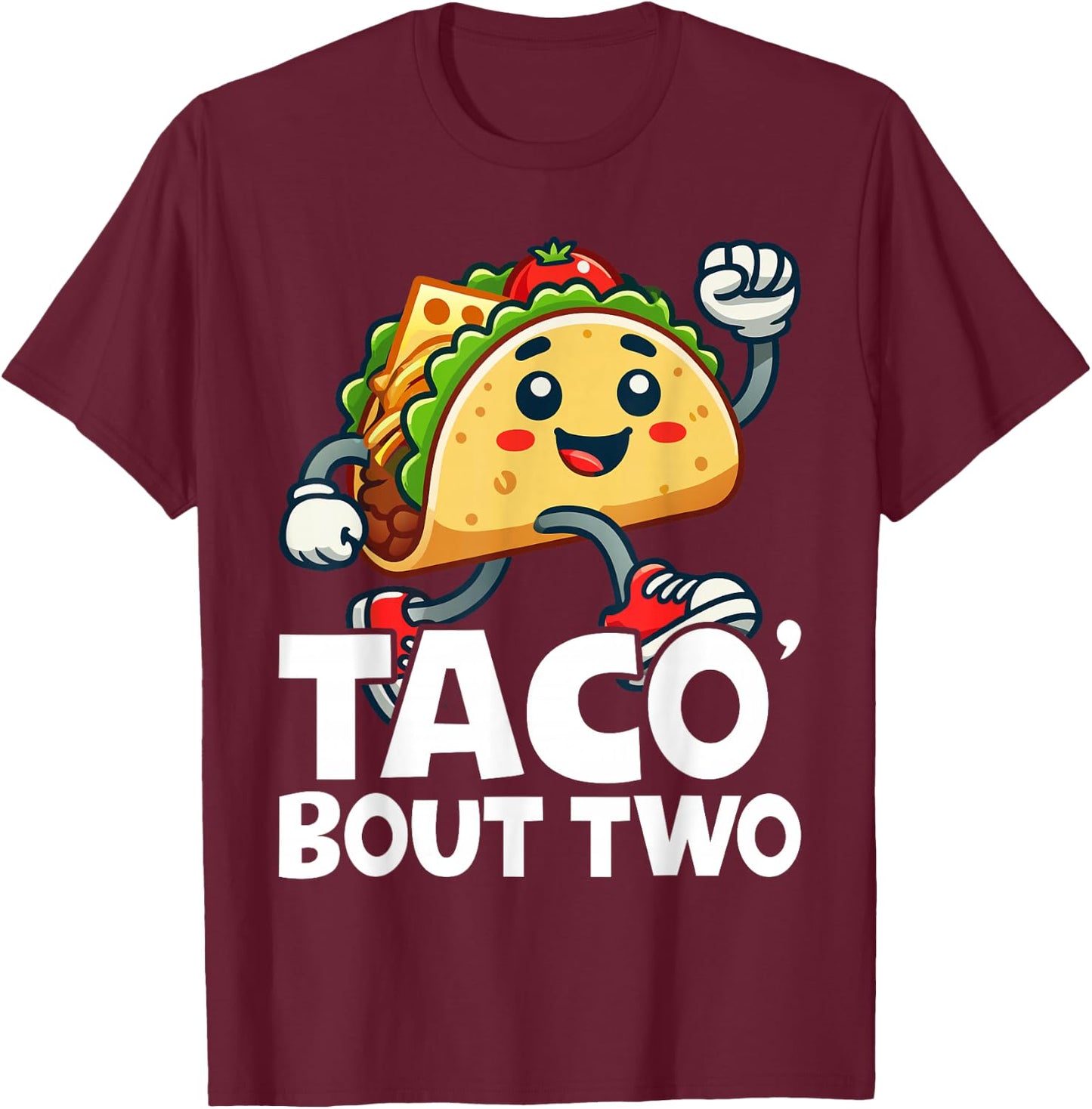 Taco Bout Two Mexican 2 year old Boy Girls Second Birthday T-Shirt - T-Shirt | Maroon