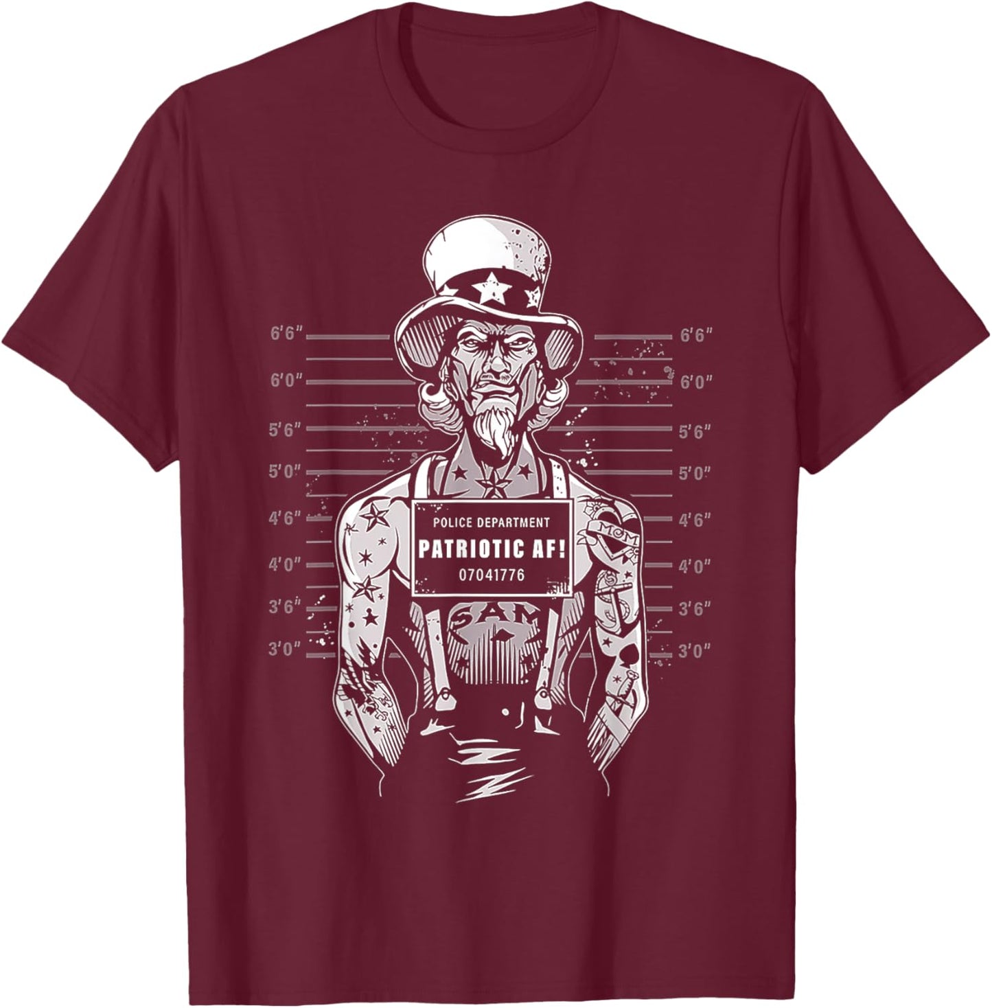 America Most Wanted Police Department Patriotic AF T-Shirt - T-Shirt | Maroon