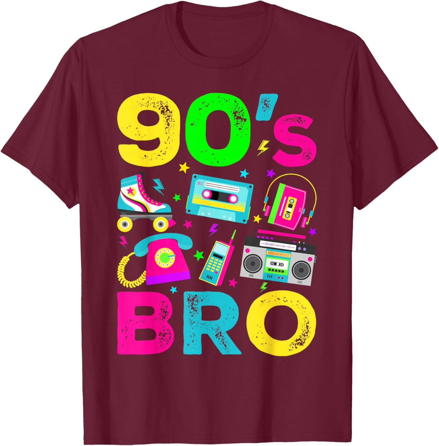 90s Bro 1990s Vintage Style Nineties Retro Party T-Shirt - T-Shirt | Maroon