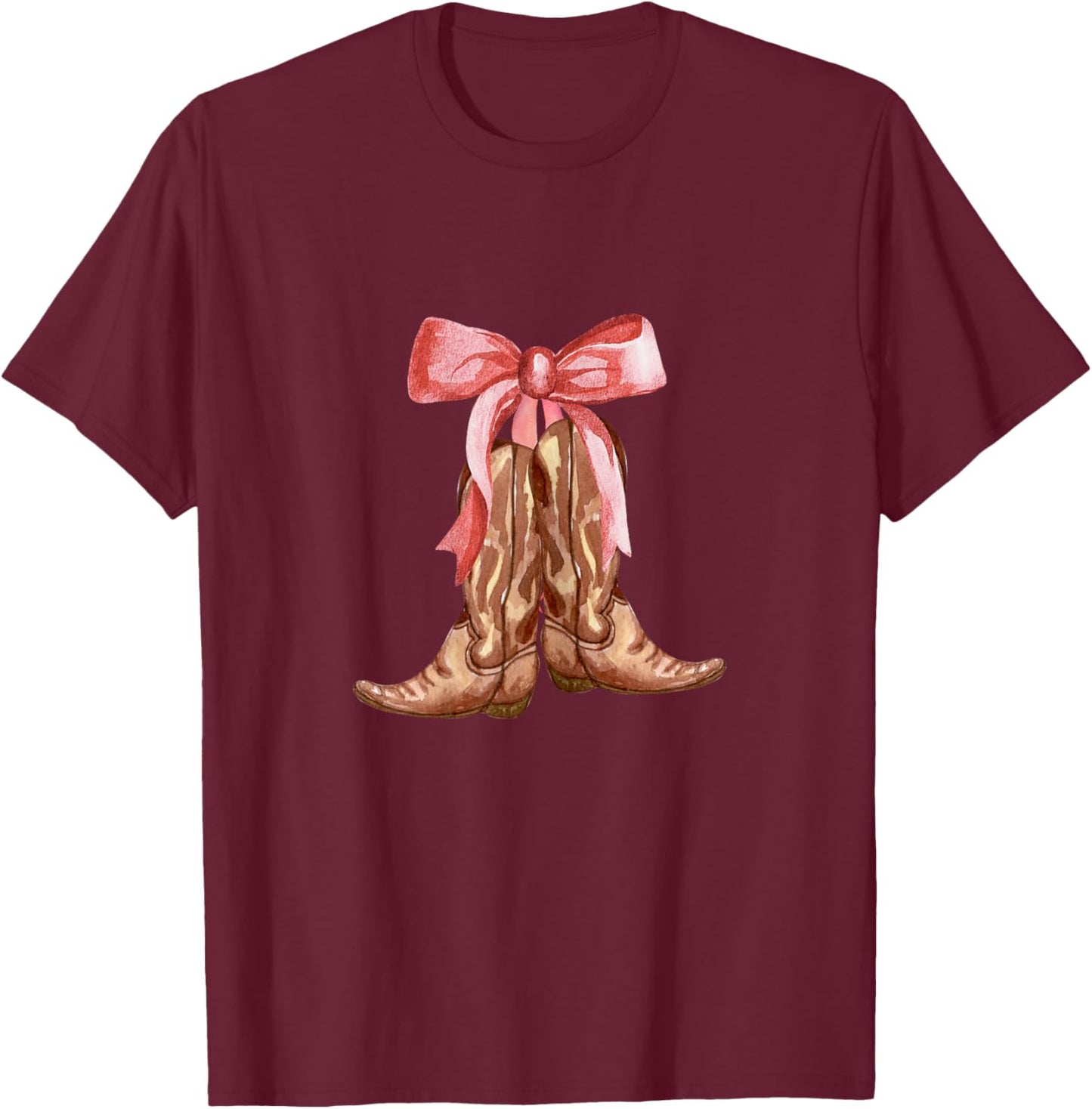 Cowgirl Boots Country Cute Preppy Girls Toddler Kids Women T-Shirt - T-Shirt | Maroon