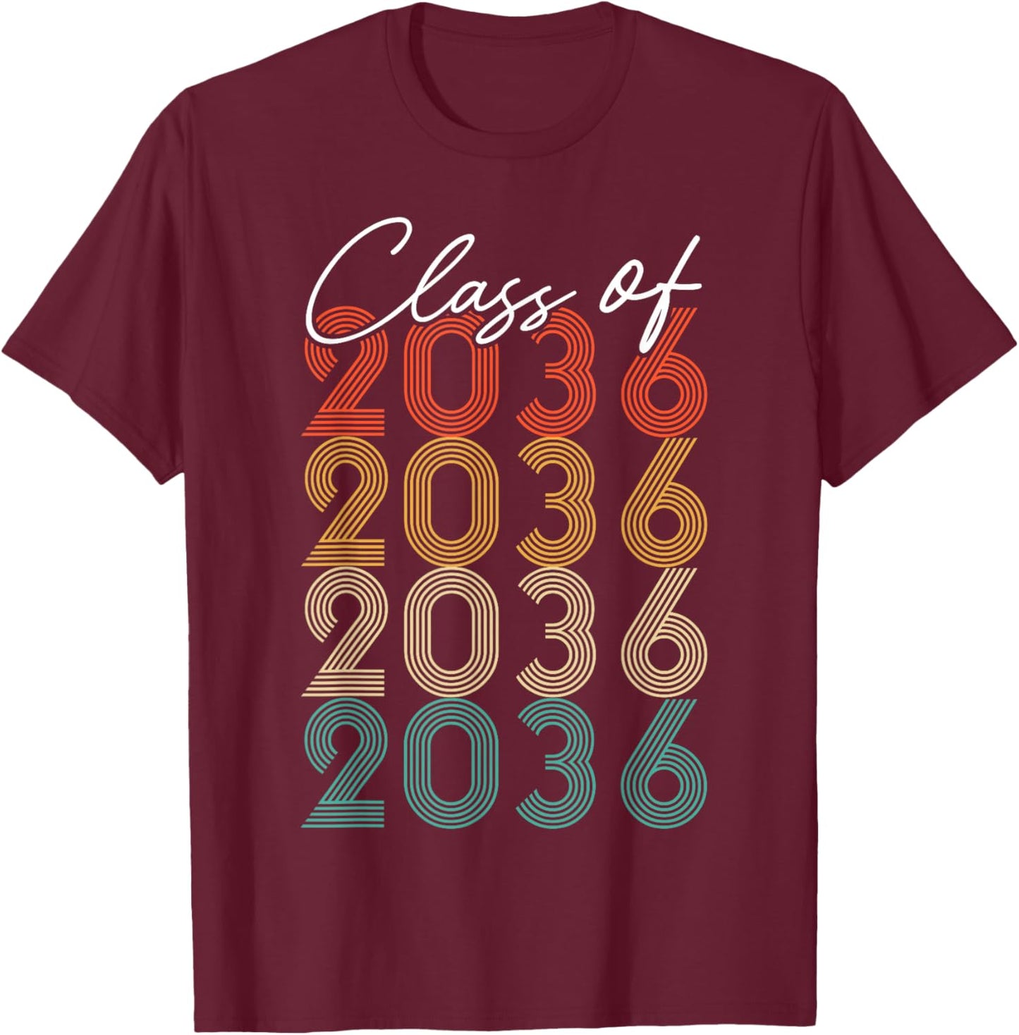 Class of 2036 Vintage Kindergarten To Graduation T-Shirt - T-Shirt | Maroon