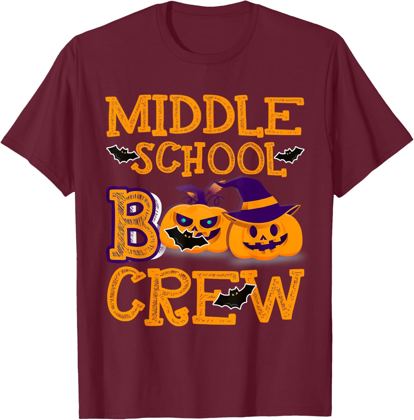Middle School Boo Crew Halloween Costume T-Shirt - T-Shirt | Maroon