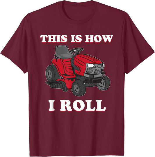 Cool Gardening Landscaper Gardener Birthday Design Funny Lawn Mower Mowing Riding Rider Toddler Kids Boys Gift T-Shirt - T-Shirt | Maroon