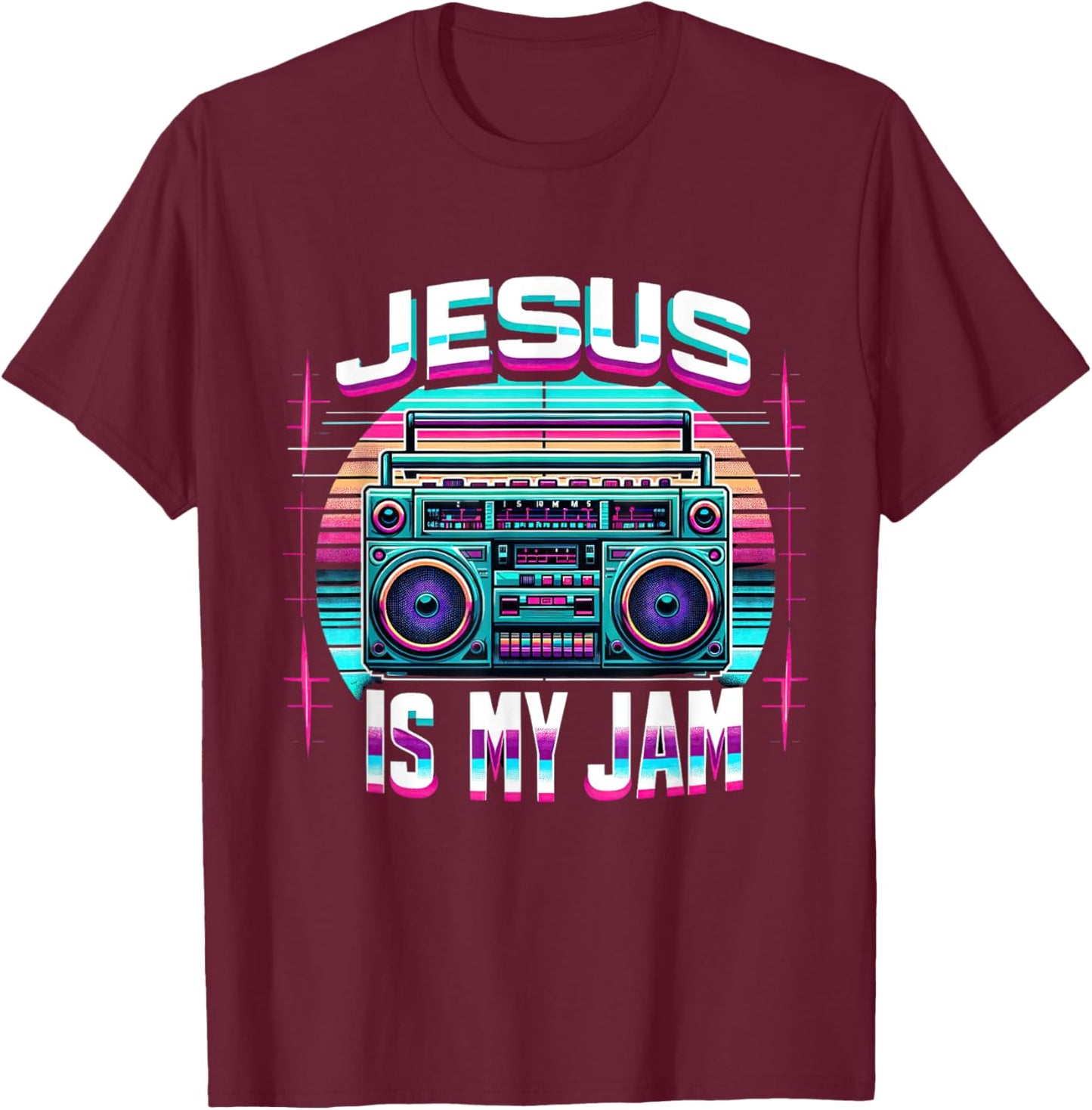 Jesus Is My Jam- Christan T-Shirt - T-Shirt | Maroon